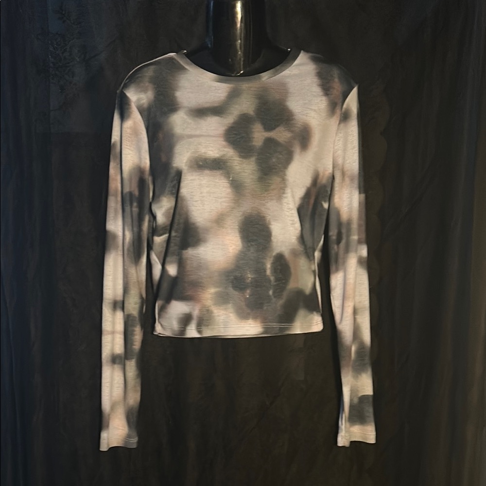 Topshop Tie Dye Cropped Long Sleeve Shirt